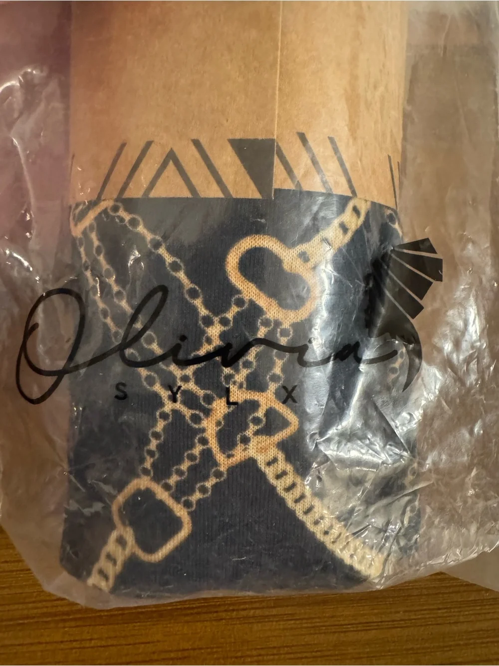 Black and Gold Chain-Print Headwrap
